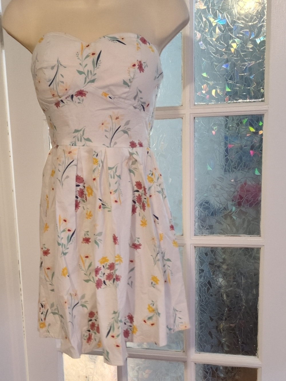 Strapless White Floral Sundress